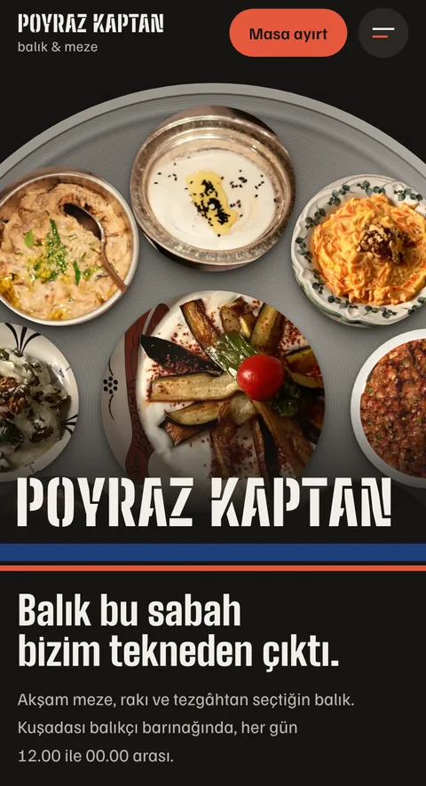 Poyraz Kaptan örnek sitesinin ilk ekranı